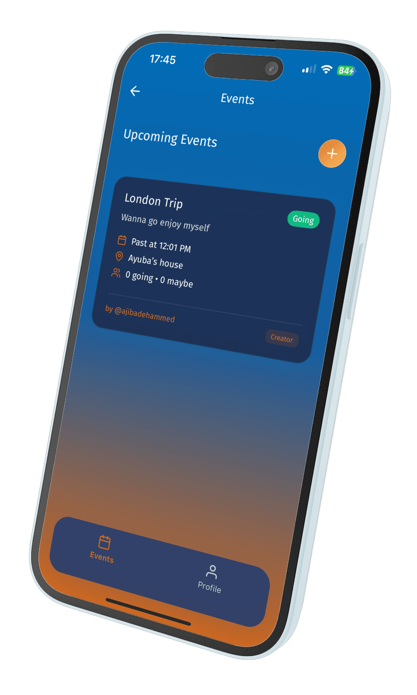 Clyngo App Interface - Event Planning Screenshot